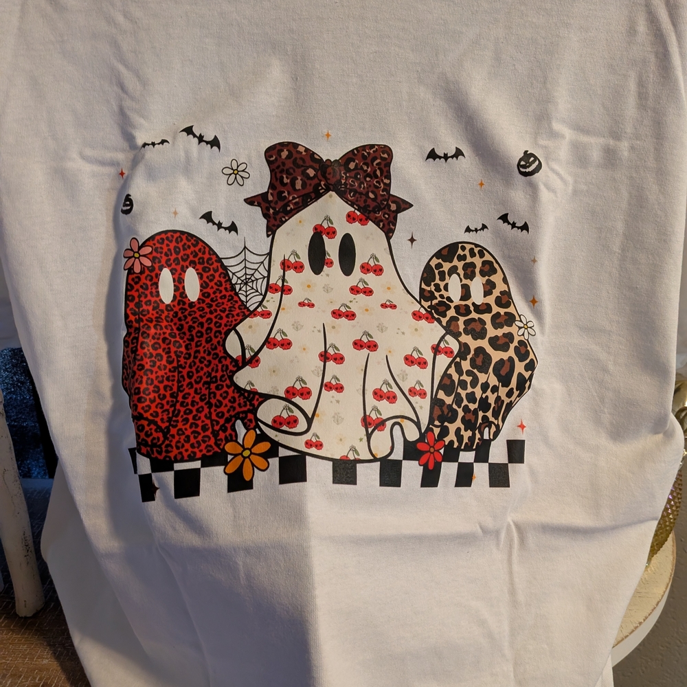 Gildan White Tee with Ghost Print - Picture 4 of 8